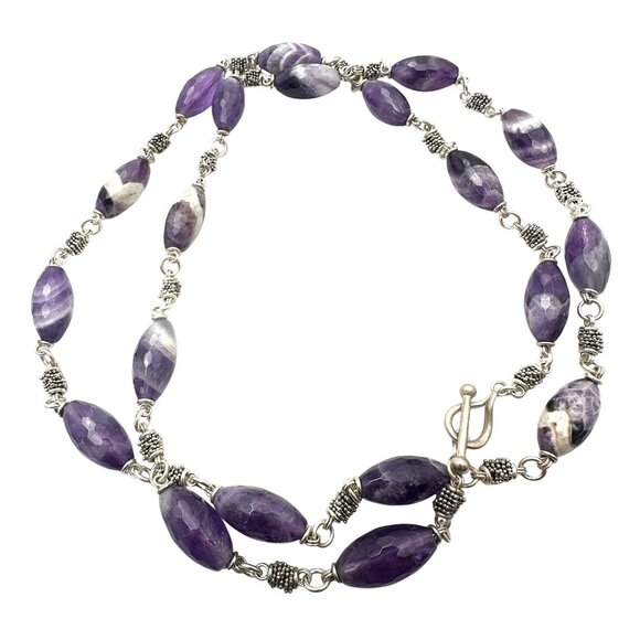 Michael Dawkins Sterling Silver Purple Amethyst Necklace 34 Inch 84 Grams - Picture 2 of 2